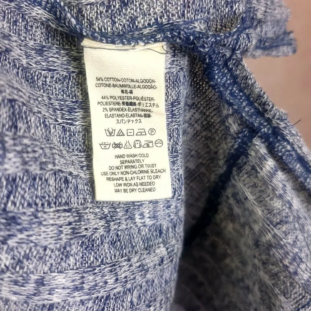 Free People Clarissa Oversized Mock Neck Sweater High Low Heathered Blue Gray XS